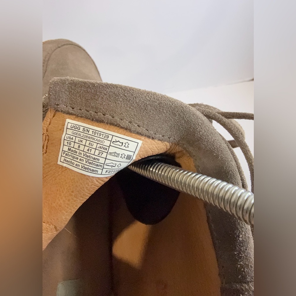 UGG Suede Ankle Boots Taupe Gray Women’s 10 Side Zip Lace Wrap - Picture 5 of 10